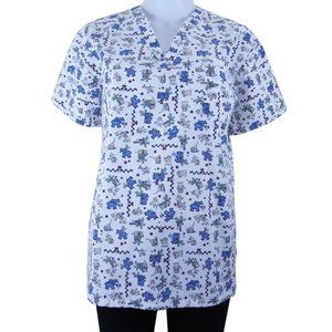 Lac-Mac V- Neck Short Sleeve Medical Scrub Top - XS - NEW